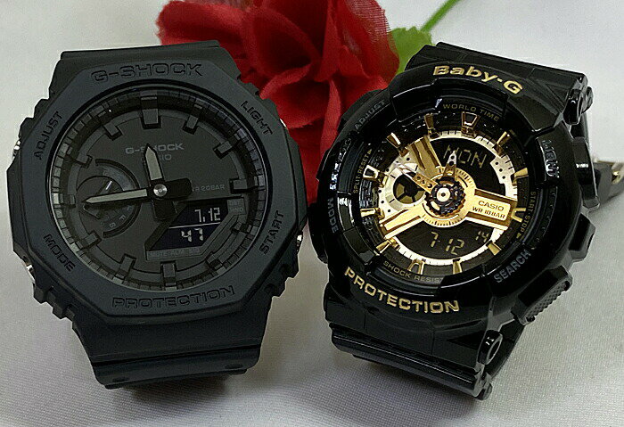 ペアウオッチ gショック恋人たちのGショックペアウオッチ G-SHOCK BABY-G ペア腕時計 カシオ 2本セット アナデジ GA-2100-1A1JF BA-110-1AJF ブラック ゴールドブランド 婚約 夫婦 高級 クリスマス プレゼント 誕生日 御祝い還暦 銀婚式 結婚記念日 婚約