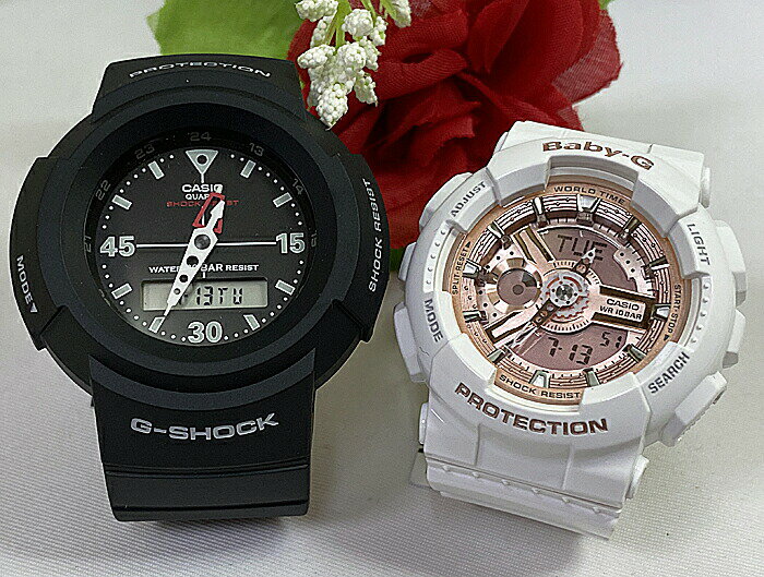 恋人たちのGショックペアウオッチ Gショック ペア G-SHOCK BABY-G ペア腕時計 カシオ 2本セット アナデジ AW-500E-1EJF BA-110X-7A1JF ラッピング無料 メッセージカード手書きします あす楽対応 クリスマス プレゼント 誕生日 御祝い還暦 銀婚式 結婚記念日 婚約