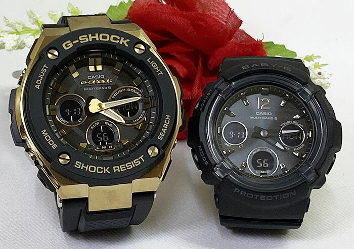 恋人たちのGショック ペアウオッチ 電波ソーラー G-SHOCK BABY-G カシオ 2本セット GST-W300G-1A9JF BGA-2800-1AJF　大人のG-SHOCK プレゼント ラッピング無料 メッセージカード g-shock　あす楽対応　クリスマス プレゼント 誕生日 御祝い還暦 銀婚式 結婚記念日 婚約