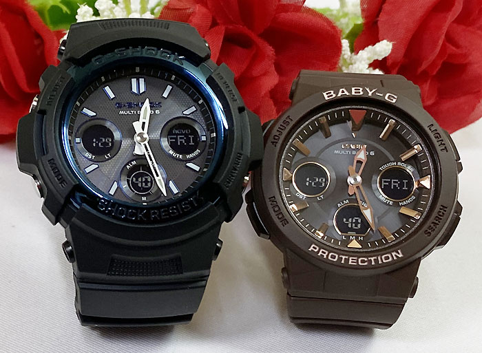 恋人たちのGショックペアウォッチ G-SHOCK BABY-G ペア腕時計 カシオ 2本セット 電波ソーラー gショック AWG-M100A-1AJF BGA-2510-5AJF ラッピング無料 手書きのメッセージカード あす楽対応