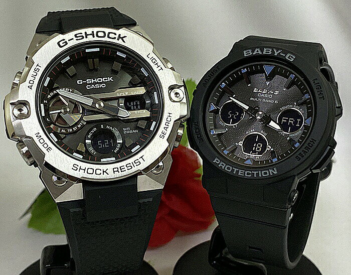 恋人たちのGショックペアウォッチ G-SHOCK BABY-G カシオ 2本セット 電波ソーラー GST-B400-1AJF BGA-2500-1AJF人気 ラッピング無料 あ..