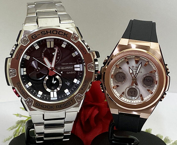 ペアウオッチ gショック恋人たちのGショックペアウオッチ G-SHOCK BABY-G ペアウォッチ カシオ 2本セット 電波ソーラー GST-B100D-1AJF MSG-W600G-1AJF 人気 婚約 夫婦 高級 クリスマス プレゼント おすすめ 誕生日 御祝い 銀婚式 結婚記念日