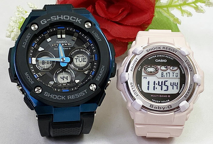 恋人たちのGショックペアウオッチ G-SHOCK BABY-G ペアウォッチ カシオ 2本セット 電波ソーラー GST-W300G-1A2JF BGR-3000UCB-4JF ラッ..