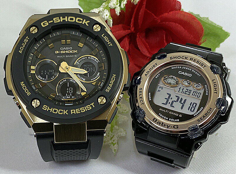 恋人たちのGショックペアウォッチ g-ショック人気 婚約 夫婦 高級 クリスマス プレゼント おすすめG-SHOCK BABY-G カシオ 2本セット 電波ソーラー GST-W300G-1A9JF BGR-3003U-1JF