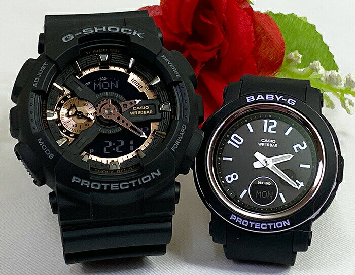 恋人たちのGショック ペアウオッチ G-SHOCK BABY-G ペア腕時計 カシオ 2本セット GA-110RG-1AJF BGA-290DR-1AJF 電池式 プレゼント ラッピング無料 手書きのメッセージカード あす楽対応 クリスマス プレゼント 誕生日 御祝い還暦 銀婚式 結婚記念日 婚約