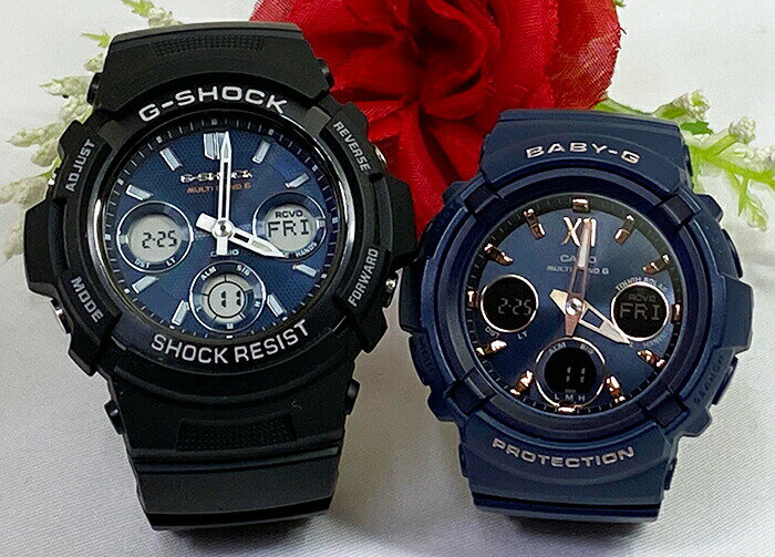 恋人たちのGショック ソーラー電波 ペアウォッチ G-SHOCK BABY-G ペア腕時計 カシオ 2本セット gショック ベビーg アナデジ AWG-M100SB-2AJF BGA-2800-2AJF人気 ラッピング無料 手書きのメッセージカードお付けします あす楽対応 クリスマスプレゼント