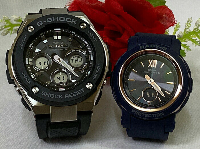 恋人達のGショック ペアウォッチgショック 人気 婚約 夫婦 高級 クリスマス プレゼント おすすめ G-SHOCK BABY-G カシオ 2本セット ソーラー電波 アナデジ GST-W300-1AJF BGA-2900-2AJF