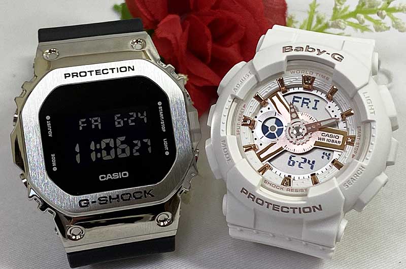 電池式 恋人たちのGショック ペアウオッチ G-SHOCK BABY-G カシオ 2本セット GM-5600-1JF BA-110XRG-7AJF デジタル アナデジ お揃い g-shock クリスマス 誕生日 御祝い 銀婚式 結婚記念日 婚約 夫婦 高級 クリスマス プレゼント