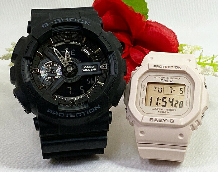 恋人たちのGショック ペアウオッチ G-SHOCK BABY-G ペア腕時計 カシオ 2本セット GA-110-1BJF BGD-565-4JF 電池式 アナデジ デジタル お揃い 人気 婚約 夫婦 高級 クリスマス プレゼント おすすめ 誕生日 御祝い還暦 銀婚式 結婚記念日 婚約
