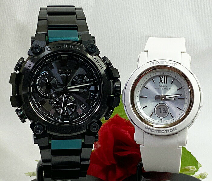 恋人たちのGショックペア G-SHOCK BABY-G ペアウォッチ ペア腕時計 カシオ 2本セット gショック 電波ソーラー MTG-B3000BD-1A2JF BGA-2900-7AJF ラッピング無料 手書きのメッセージカード 婚約 夫婦 高級 クリスマス プレゼント
