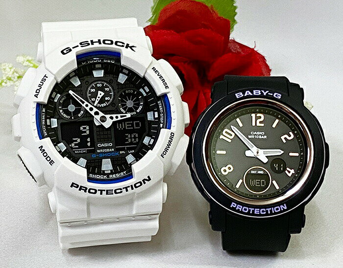 恋人たちのGショック ペアウオッチ G-SHOCK BABY-G ペア腕時計 カシオ 2本セット アナデジ 電池式 GA-100B-7AJF BGA-290DR-1AJF 人気 婚約 夫婦 高級 クリスマス プレゼント おすすめ誕生日 御祝い還暦 銀婚式 結婚記念日 バレンタイン 婚約