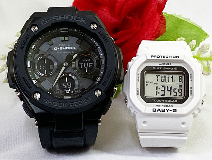 恋人たちのGショックペアウオッチg-ショック人気 婚約 夫婦 高級 クリスマス プレゼント おすすめ G-SHOCK BABY-G ペアウォッチ カシオ 2本セット 電波ソーラー GST-W100G-1BJF BGD-5650-7JF アナデジ デジタル クリスマス 誕生日 御祝い 銀婚式 結婚記念日 婚約