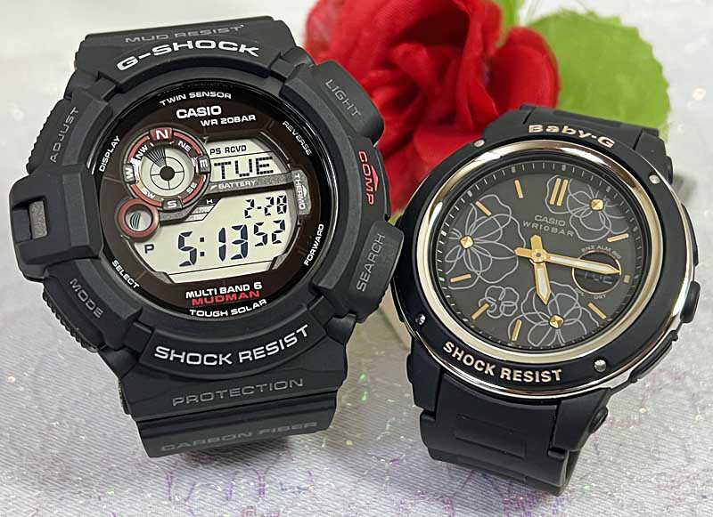 恋人たちのGショックペアウオッチ G-SHOCK BABY-G カシオ 2本セット GW-9300-1JF BGA-150FL-1AJF ソーラー発電 デジタル アナデジ ラッピング無料 メッセージカード手書きします あす楽対応プレゼント　クリスマス プレゼント 誕生日 御祝い還暦 銀婚式 結婚記念日 婚約