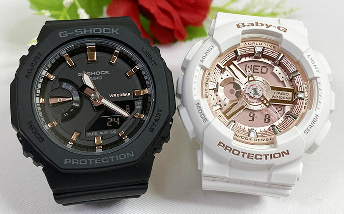 恋人たちのGショック ペアウオッチ G-SHOCK BABY-G カシオ 2本セット GMA-S2100-1AJF BA-110X-7A1JF プレゼント ラッピング無料 メッセージカード g-shock クリスマス プレゼント愛の証　クリスマス プレゼント 誕生日 御祝い還暦 銀婚式 結婚記念日 婚約