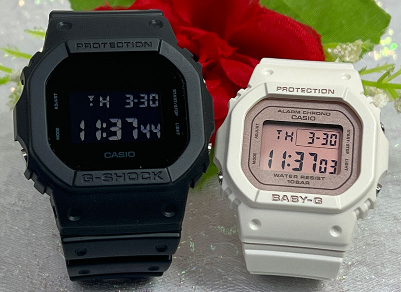 恋人たちのGショック ペアウオッチほんのり好きでいてください G-SHOCK BABY-G ペア腕時計 カシオ 2本セット DW-5600UBB-1JF BGD-565SC-4JF デジタル ラッピング無料 クリスマス　誕生日 御祝い還暦 銀婚式　結婚記念日　バレンタイン 婚約