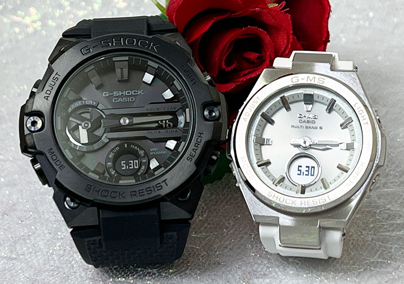 恋人たちのGショック ペアウオッチ G-SHOCK BABY-G ペアウォッチ ペア腕時計 オールブラックカシオ 2本セット タフソーラー 電波ソーラー GST-B400BB-1AJF MSG-W200-7AJF ラッピング無料 あす楽対応　クリスマス プレゼント 誕生日 御祝い還暦 銀婚式 結婚記念日 婚約