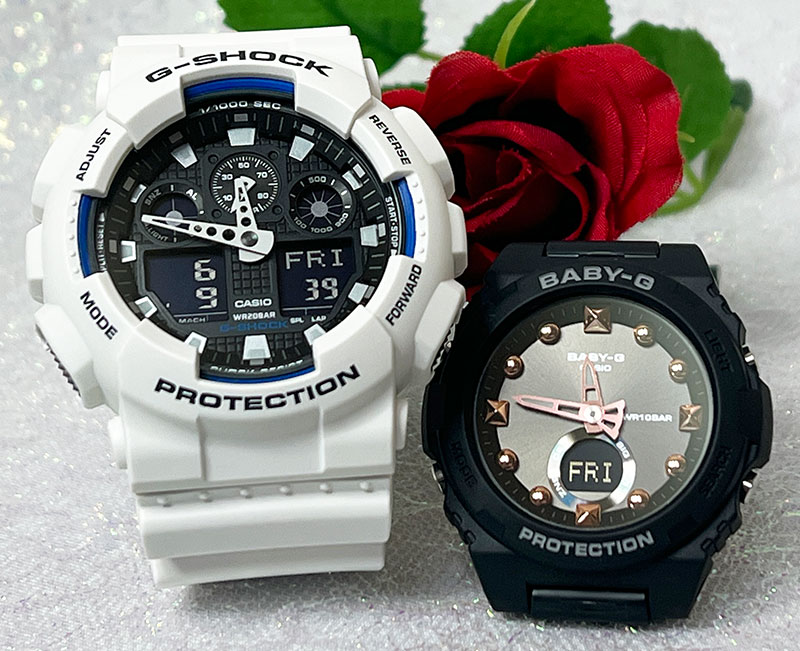 恋人たちのGショック ペアウオッチ G-SHOCK BABY-G ペア腕時計 カシオ 2本セット GA-100B-7AJF BGA-320-1AJF 電池式 アナデジ ラッピン..