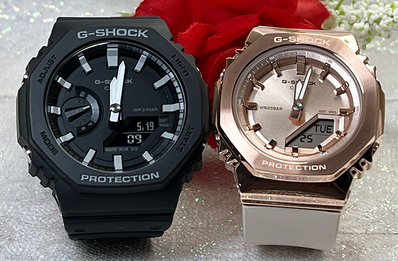 【愛してる！一緒にタフな時を刻もう】恋人たちのGショックペアウオッチ G-SHOCK ペア腕時計 カシオ 2本セット gショック GA-2100-1AJF GM-S2110PG-4AJF プレゼント クリスマス 誕生日 御祝い 銀婚式 結婚記念日 婚約 夫婦 クリスマス プレゼント