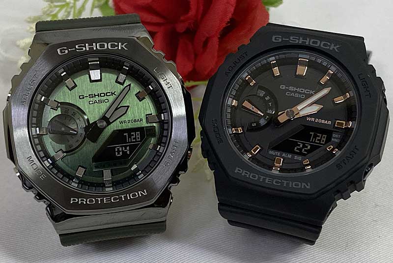 ペアウオッチ gショック恋人たちのGショック ペアウオッチ gショック 人気 婚約 夫婦 高級 クリスマス プレゼント おすすめG-SHOCK カシオ 2本セット gショック GM-2100B-3AJF GMA-S2100-1AJF アナデジ 電池式 プレゼント 誕生日 御祝い 銀婚式 結婚記念日 婚約