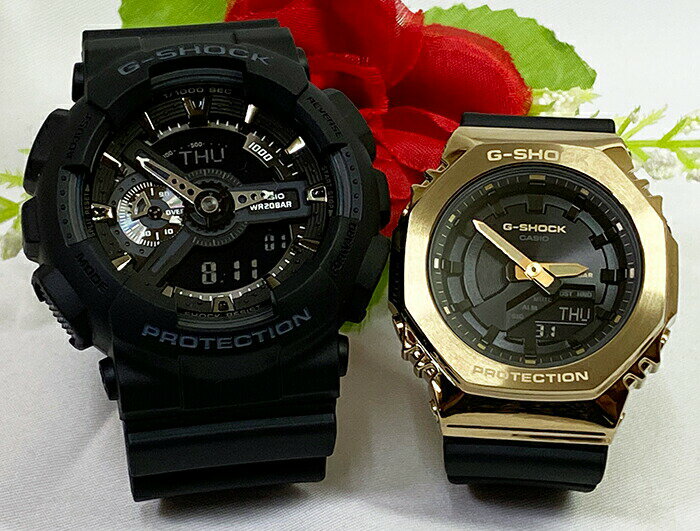 ペアウオッチ gショック恋人たちのGショック ペアウオッチ G-SHOCK ペア腕時計 カシオ 2本セット gショック GA-110-1BJF GM-S2100GB-1AJF 電池式 アナデジ デジタル お揃い人気 婚約 夫婦 高級 クリスマス プレゼント おすすめ 誕生日 御祝い還暦 銀婚式 結婚記念日 婚約