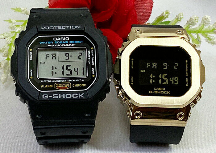 電池式 恋人たちのGショック ペアウオッチ G-SHOCK BABY-G ペア腕時計 カシオ 2本セット DW-5600E-1 GM-S5600GB-1JF デジタル 人気 婚約 夫婦 高級 クリスマス プレゼント おすすめ誕生日 御祝い還暦 銀婚式 結婚記念日 婚約