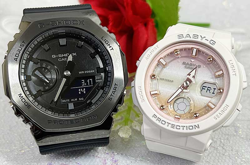 ペアウオッチ gショック恋人たちのGショック ペアウオッチ G-SHOCK カシオ 2本セット gショック GM-2100BB-1AJF BGA-250-7A2JF アナデジ 電池式 プレゼント 誕生日 御祝い 銀婚式 結婚記念日 婚約
