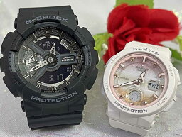 恋人たちのGショックペアウオッチ G-SHOCK BABY-G ペア腕時計 カシオ 2本セット アナデジ GA-110-1BJF BGA-250-7A2JF ラッピング無料 メッセージカード手書きします あす楽対応 ブラック　ピンクゴールド　クリスマス プレゼント 誕生日 御祝い還暦 銀婚式 結婚記念日 婚約