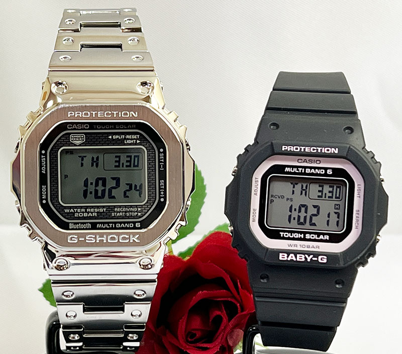 恋人たちのGショックペアウオッチ G-SHOCK BABY-G ペアウォッチ ペア腕時計 カシオ 2本セット gショック 電波ソーラー GMW-B5000D-1JF BGD-5650-1BJF アナデジ デジタル クリスマス 誕生日 御祝い 銀婚式 結婚記念日 婚約気 婚約夫婦 高級 プレゼント おすすめ