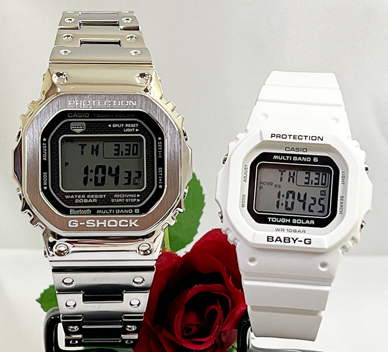 恋人たちのGショックペアウオッチ G-SHOCK BABY-G ペアウォッチ カシオ 2本セット 電波ソーラー GMW-B5000D-1JF BGD-5650-7JF ラッピン..