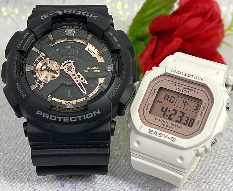 恋人たちのGショック ペアウオッチ Gショック ペア G-SHOCK BABY-G ペア腕時計 カシオ 2本セットgショック アナデジ GA-110RG-1AJF BGD-565SC-4JF クリスマスクリスマス 誕生日 御祝い還暦 銀婚式 結婚記念日 婚約 人気 婚約 夫婦 高級 プレゼント おすすめ