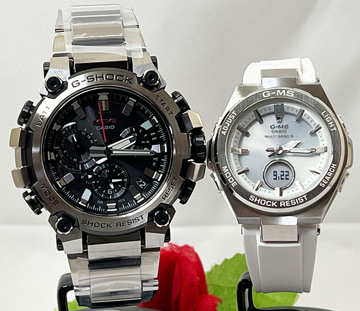 恋人たちのGショックペア G-SHOCK BABY-G ペアウォッチ ペア腕時計 カシオ 2本セット gショック 電波ソーラー MTG-B3000D-1AJF MSG-W200-7AJF ラッピング無料 手書きのメッセージカード あす楽対応