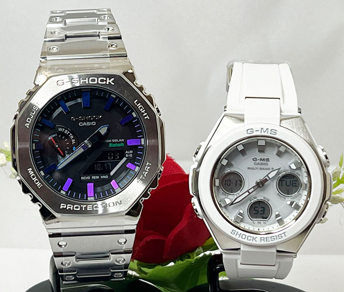 ペアウオッチ gショック恋人たちのGショックG-SHOCK BABY-G ペアウォッチ gショック 人気 婚約 夫婦 高級 クリスマス プレゼント おすすめペア腕時計 カシオ 2本セット gショック タフソーラー 電波ソーラー GM-B2100PC-1AJF MSG-W100-7AJF