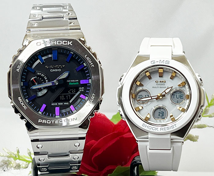 恋人たちのGショック ペアウォッチ gショック G-SHOCK BABY-G人気 婚約 夫婦 高級 クリスマス プレゼント おすすめペア腕時計 カシオ 2本セット gショック タフソーラー 電波ソーラー GM-B2100PC-1AJF MSG-W100-7A2JF