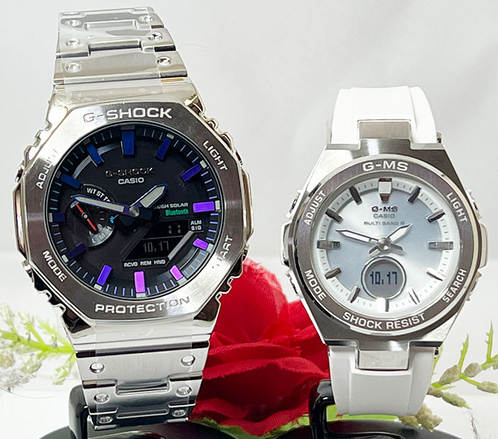 楽天時計のジュエリータイム　ムラタ恋人たちのGショックペア G-SHOCK BABY-G ペアウォッチ ペア腕時計 カシオ 2本セット gショック タフソーラー 電波ソーラー GM-B2100PC-1AJF MSG-W200-7AJF ラッピング無料 手書きのメッセージカード あす楽対応