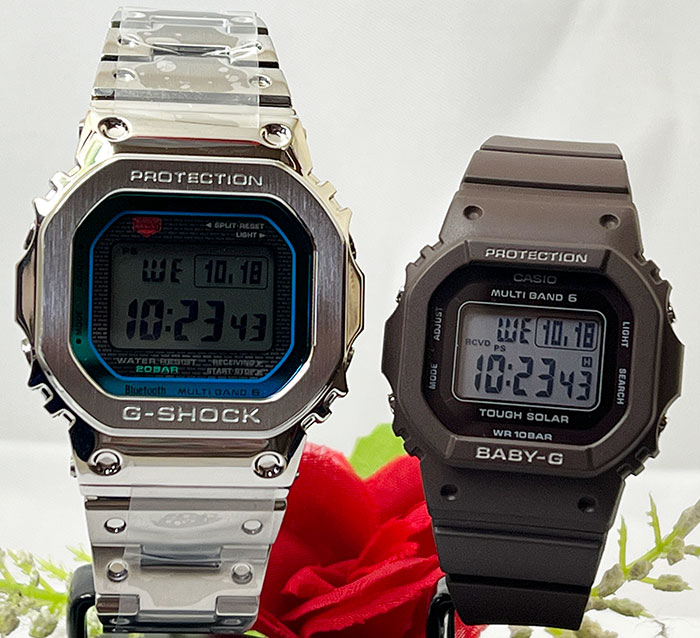 楽天時計のジュエリータイム　ムラタ恋人たちのGショック ペアウオッチ G-SHOCK BABY-G カシオ 2本セット GMW-B5000PC-1JF BGD-5650-5JF プレゼント ラッピング無料 手書きのメッセージカード あす楽対応 プレゼント　クリスマス　誕生日 御祝い還暦 銀婚式　結婚記念日　バレンタイン 婚約