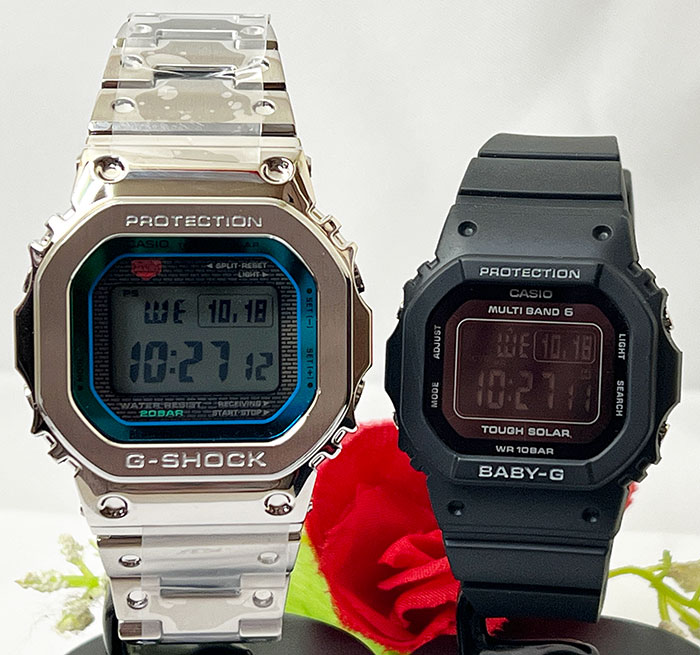 楽天時計のジュエリータイム　ムラタ恋人たちのGショック ペアウオッチ G-SHOCK BABY-G カシオ 2本セット GMW-B5000PC-1JF BGD-5650-1CJF プレゼント ラッピング無料 手書きのメッセージカード あす楽対応 プレゼント　クリスマス　誕生日 御祝い還暦 銀婚式　結婚記念日　バレンタイン 婚約