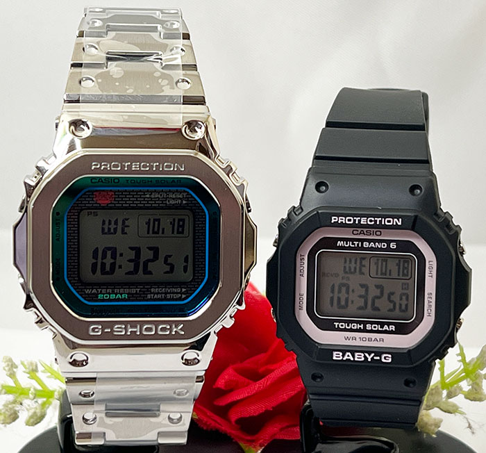 楽天時計のジュエリータイム　ムラタ恋人たちのGショック ペアウオッチ G-SHOCK BABY-G カシオ 2本セット GMW-B5000PC-1JF BGD-5650-1BJF プレゼント ラッピング無料 手書きのメッセージカード あす楽対応 プレゼント　クリスマス　誕生日 御祝い還暦 銀婚式　結婚記念日　バレンタイン 婚約