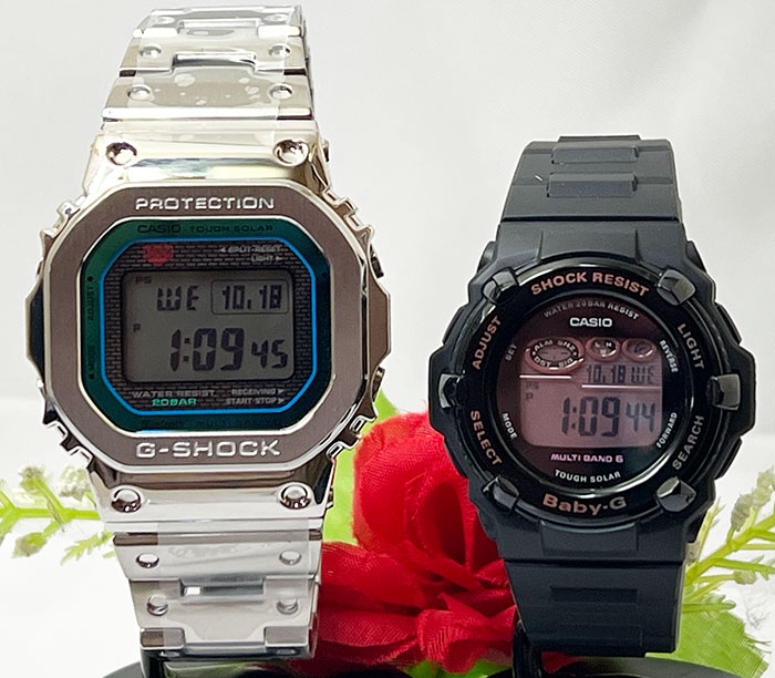 楽天時計のジュエリータイム　ムラタ恋人たちのGショック ペアウオッチ G-SHOCK BABY-G カシオ 2本セット GMW-B5000PC-1JF BGR-3000UCB-1JF プレゼント ラッピング無料 手書きのメッセージカード あす楽対応 プレゼント　クリスマス　誕生日 御祝い還暦 銀婚式　結婚記念日　バレンタイン 婚約