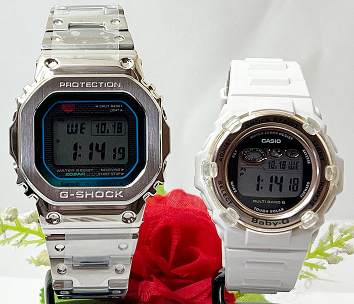 楽天時計のジュエリータイム　ムラタ恋人たちのGショック ペアウオッチ G-SHOCK BABY-G カシオ 2本セット GMW-B5000PC-1JF BGR-3003U-7AJF プレゼント ラッピング無料 手書きのメッセージカード あす楽対応 クリスマス　誕生日 御祝い還暦 銀婚式　結婚記念日　バレンタイン 婚約