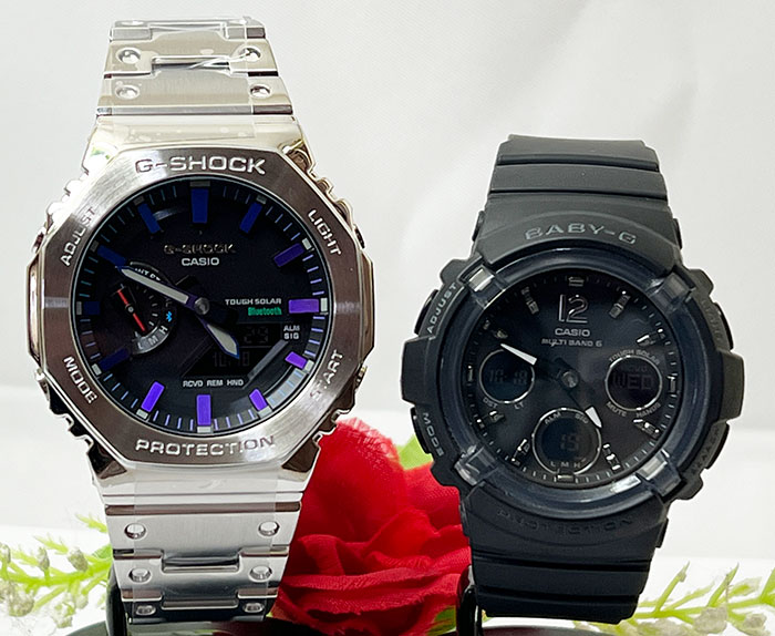 楽天時計のジュエリータイム　ムラタ恋人たちのGショックペア G-SHOCK BABY-G ペアウォッチ ペア腕時計 カシオ 2本セット gショック タフソーラー 電波ソーラー GM-B2100PC-1AJF BGA-2800-1AJF ラッピング無料 手書きのメッセージカード あす楽対応