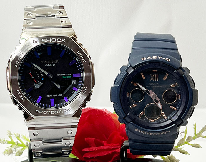 楽天時計のジュエリータイム　ムラタ恋人たちのGショックペア G-SHOCK BABY-G ペアウォッチ ペア腕時計 カシオ 2本セット gショック タフソーラー 電波ソーラー GM-B2100PC-1AJF BGA-2800-2AJF ラッピング無料 手書きのメッセージカード あす楽対応