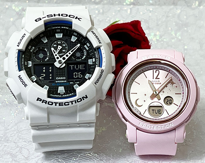 ペアウオッチ gショック恋人たちのGショックペアウオッチ Gショック ペア G-SHOCK BABY-G ペア腕時計 カシオ 2本セット アナデジ GA-100B-7AJF BGA-290DS-4AJF 人気 婚約 夫婦 高級 クリスマス プレゼント おすすめ誕生日 御祝い還暦 銀婚式 結婚記念日 婚約