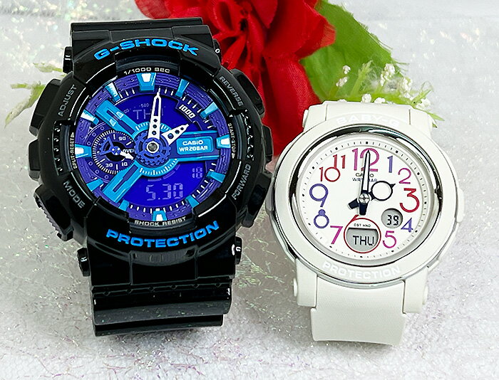 恋人たちのGショック ペアウオッチ G-SHOCK BABY-G ペア腕時計 カシオ 2本セット GA-110HC-1AJF BGA-290PA-7AJF プレゼント ラッピング無料 メッセージカード クリスマス プレゼント 愛の証 誕生日 御祝い 銀婚式 結婚記念日 婚約