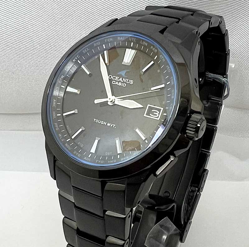 楽天時計のジュエリータイム　ムラタカシオ CASIO オシアナス 国内正規品 日本製 電波ソーラー OCW-S100B-1AJF　メンズ腕時計 チタン製　ブラック 時間が狂わない普通のデザインの腕時計ラッピング無料 あす楽対応　クリスマスプレゼント