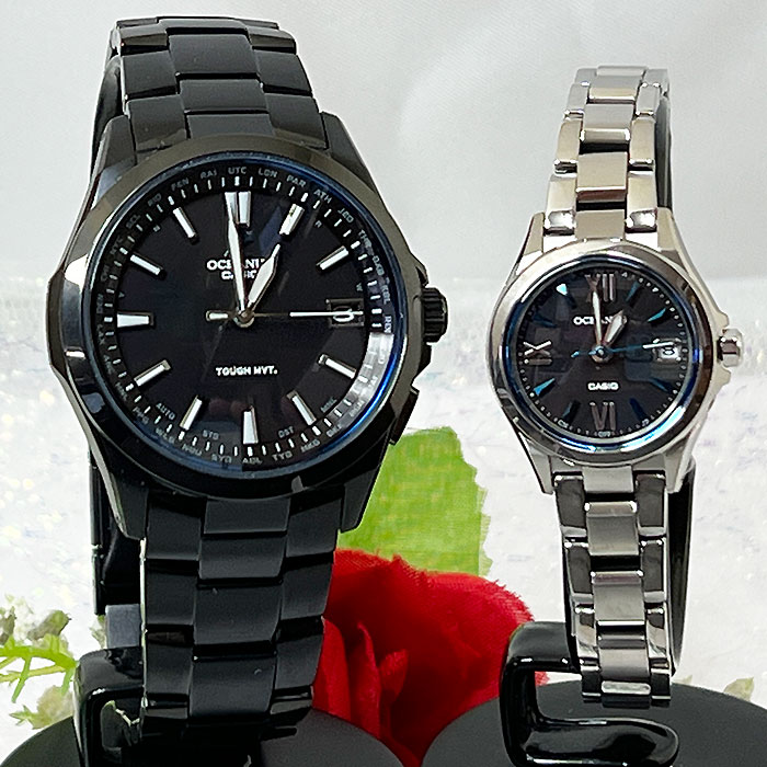 カシオ OCEANUS オシアナス 腕時計 ペアウオッチ 電波時計 OCW-S100B-1AJF OCW-70J-1AJF ラッピング無料 手書きのメッセージカードお付けします