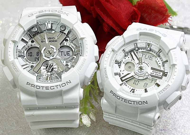 恋人たちのGショック ペアウオッチ gショック 人気 婚約 夫婦 高級 クリスマス プレゼント おすすめG-SHOCK BABY-G カシオ 2本セット GMA-S120VA-7AJF BA-110X-7A3JFラッピング無料 メッセージカード g-shock ト 誕生日 御祝い還暦 銀婚式 結婚記念日 婚約