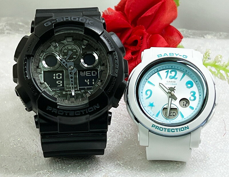 恋人たちのGショックペアウオッチ Gショック ペア G-SHOCK BABY-G ペア腕時計 カシオ 2本セット アナデジ GA-100CF-1AJF BGA-290US-2AJF 手書きします人気 婚約 夫婦 高級 クリスマス プレゼント おすすめ誕生日 御祝い 還暦 銀婚式 結婚記念日 バレンタイン 婚約