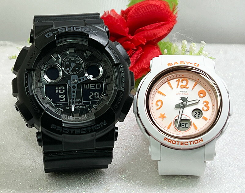 恋人たちのGショックペアウオッチ Gショック ペア G-SHOCK BABY-G ペア腕時計 カシオ 2本セット アナデジ GA-100CF-1AJF BGA-290US-4AJF 手書きします 人気 婚約 夫婦 高級 クリスマス プレゼント おすすめ 誕生日 御祝い 還暦 銀婚式 結婚記念日 バレンタイン 婚約