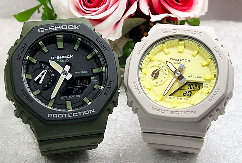 恋人たちのGショックペアウオッチ G-SHOCK ペア腕時計 カシオ GA-2110SU-3AJF GMA-S2100NC-4AJFプレゼント ラッピング無料 メッセージカード手書きします クリスマス プレゼント 誕生日 御祝い還暦 銀婚式 結婚記念日 婚約 婚約 夫婦 高級 クリスマス プレゼント