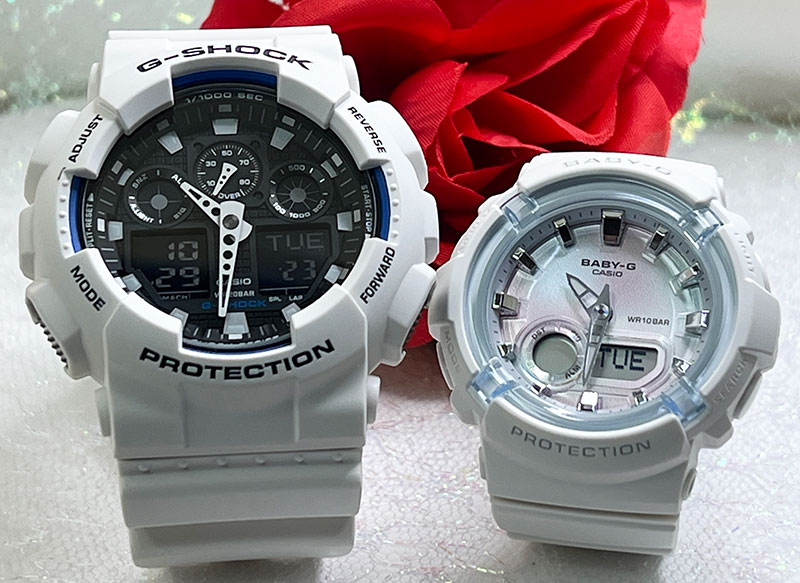 恋人たちのGショックペアウォッチ G-SHOCK BABY-G ペア腕時計 カシオ 2本セット アナデジ GA-100B-7AJF BGA-280-7AJF お揃い プレゼント 新品 婚約 夫婦 高級 クリスマス プレゼント